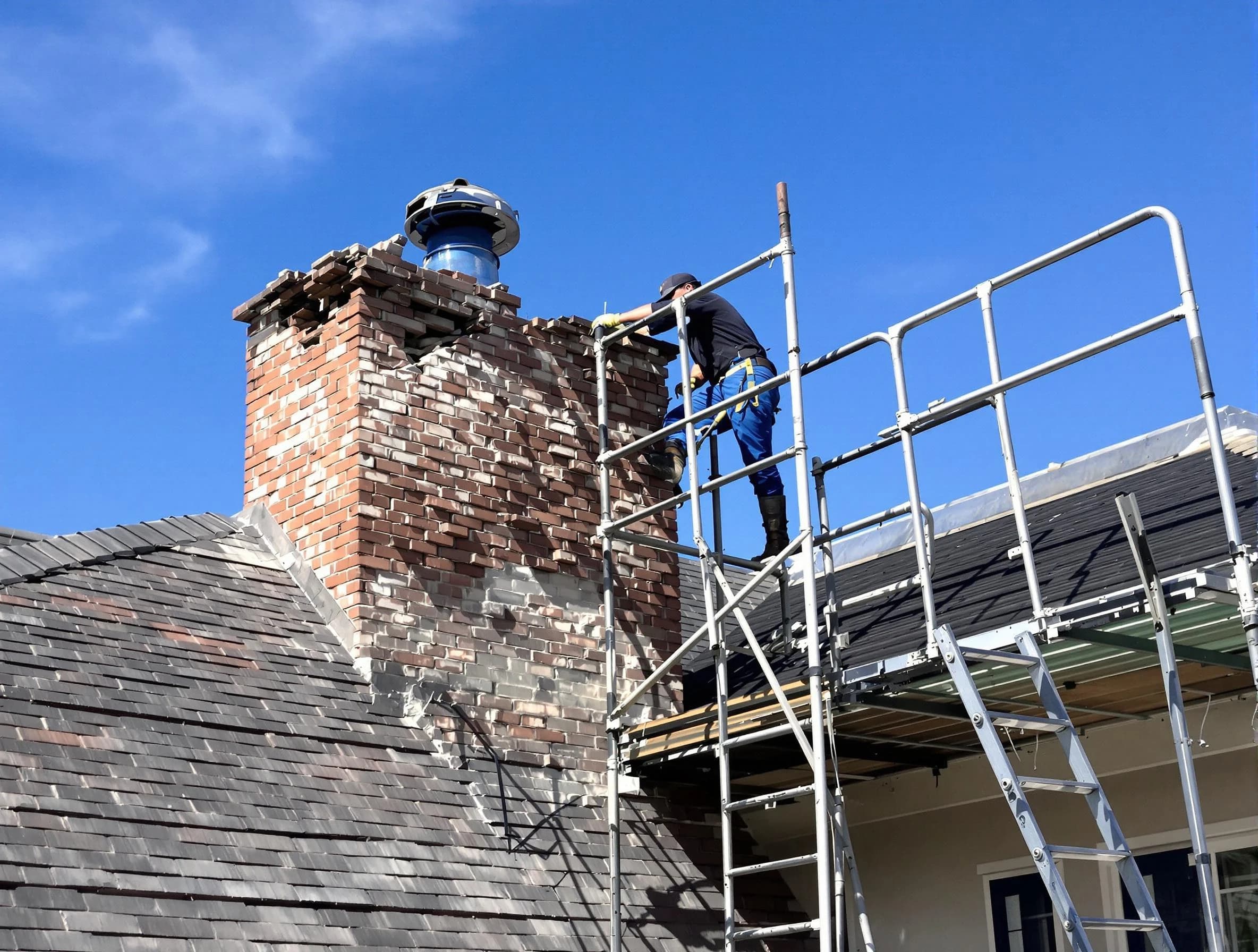 Rebuilding a chimney structure by Snyderville Chimney Sweep in Snyderville, UT