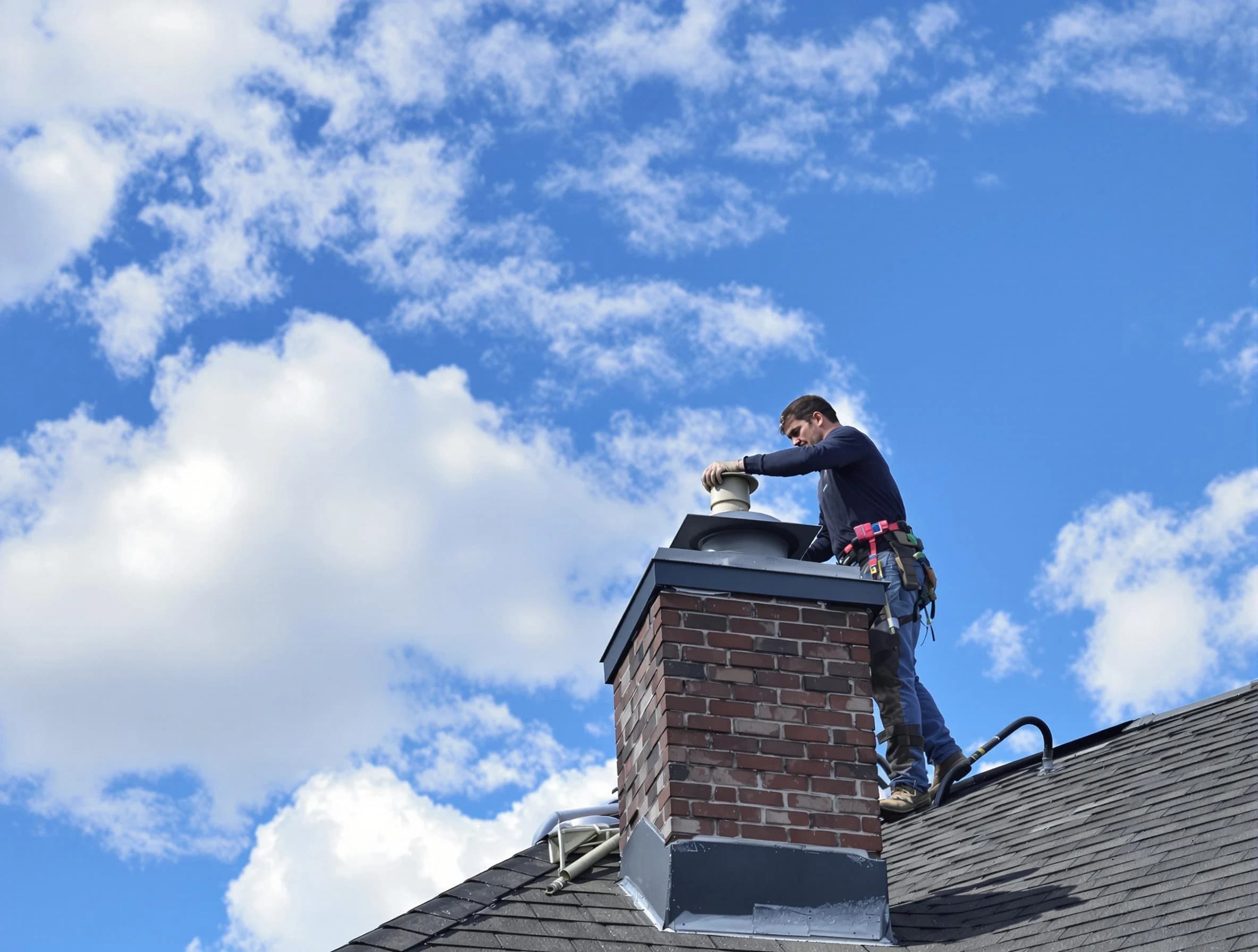 Snyderville Chimney Sweep installing a sturdy chimney cap in Snyderville, UT