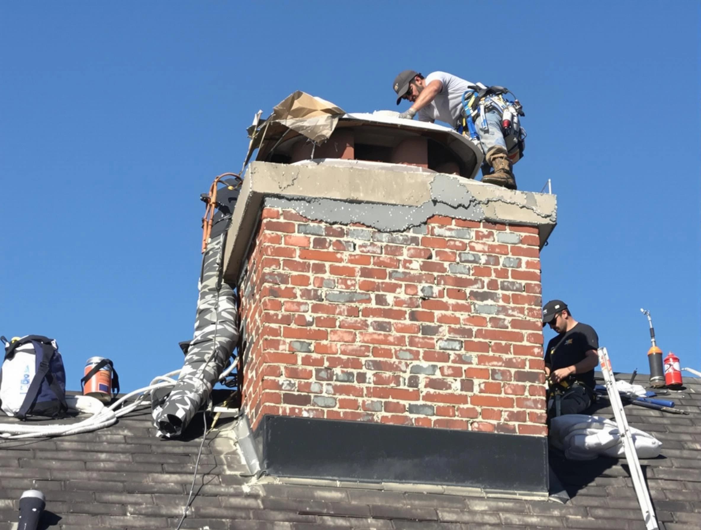 Snyderville Chimney Sweep installing a custom chimney crown in Snyderville, UT
