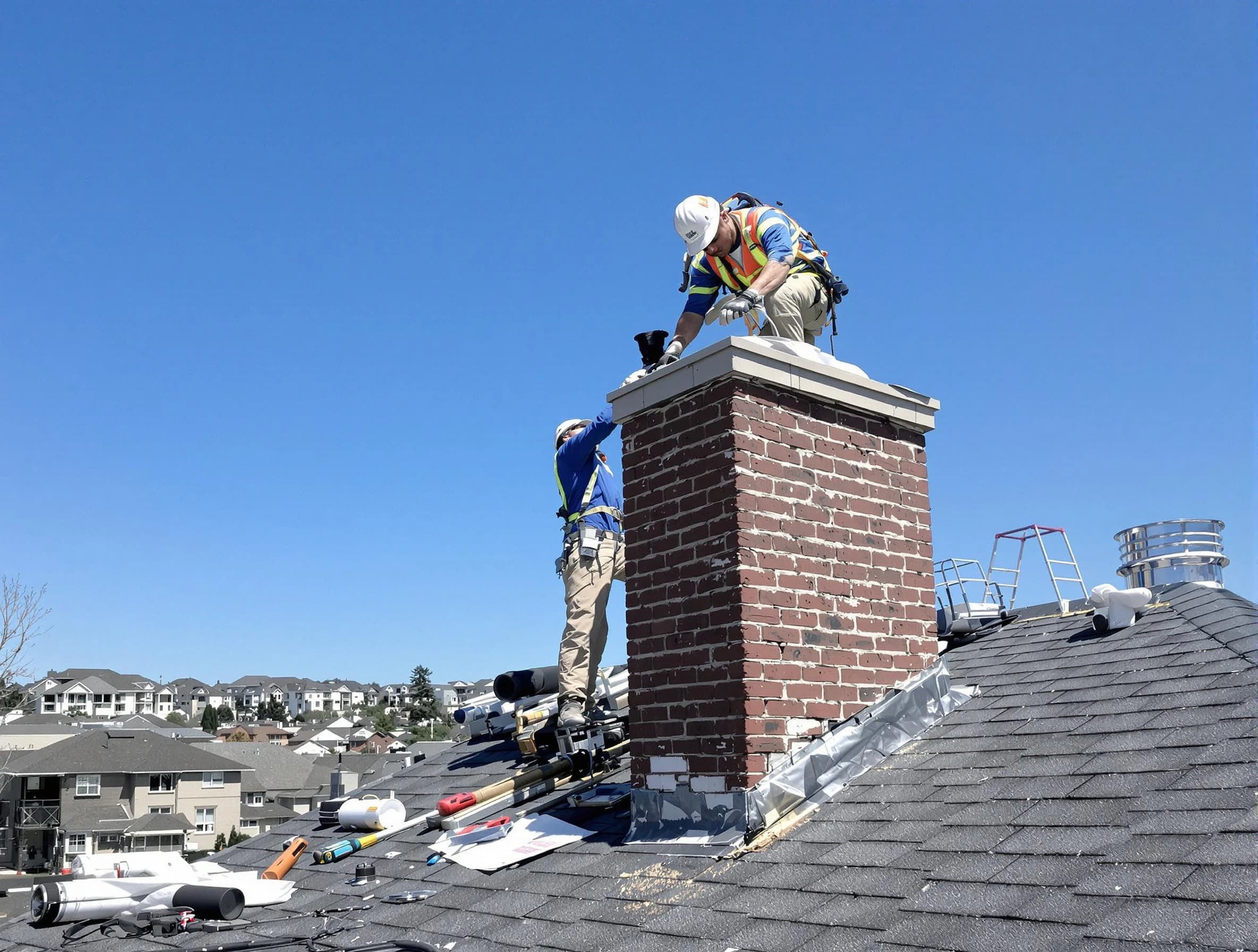 Snyderville Chimney Sweep repairing a chimney crown in Snyderville, UT