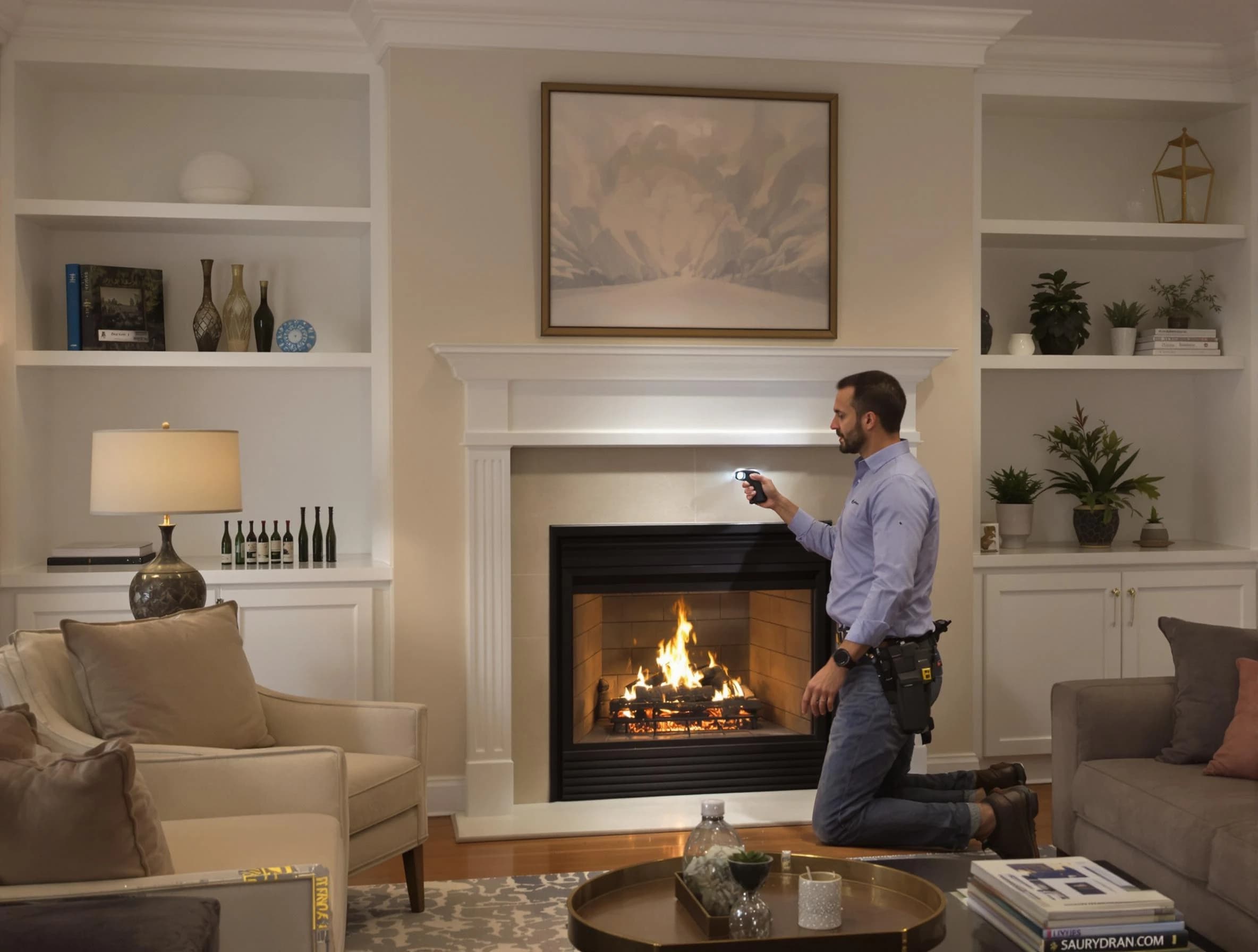 Snyderville Chimney Sweep conducting a fireplace safety inspection in Snyderville, UT