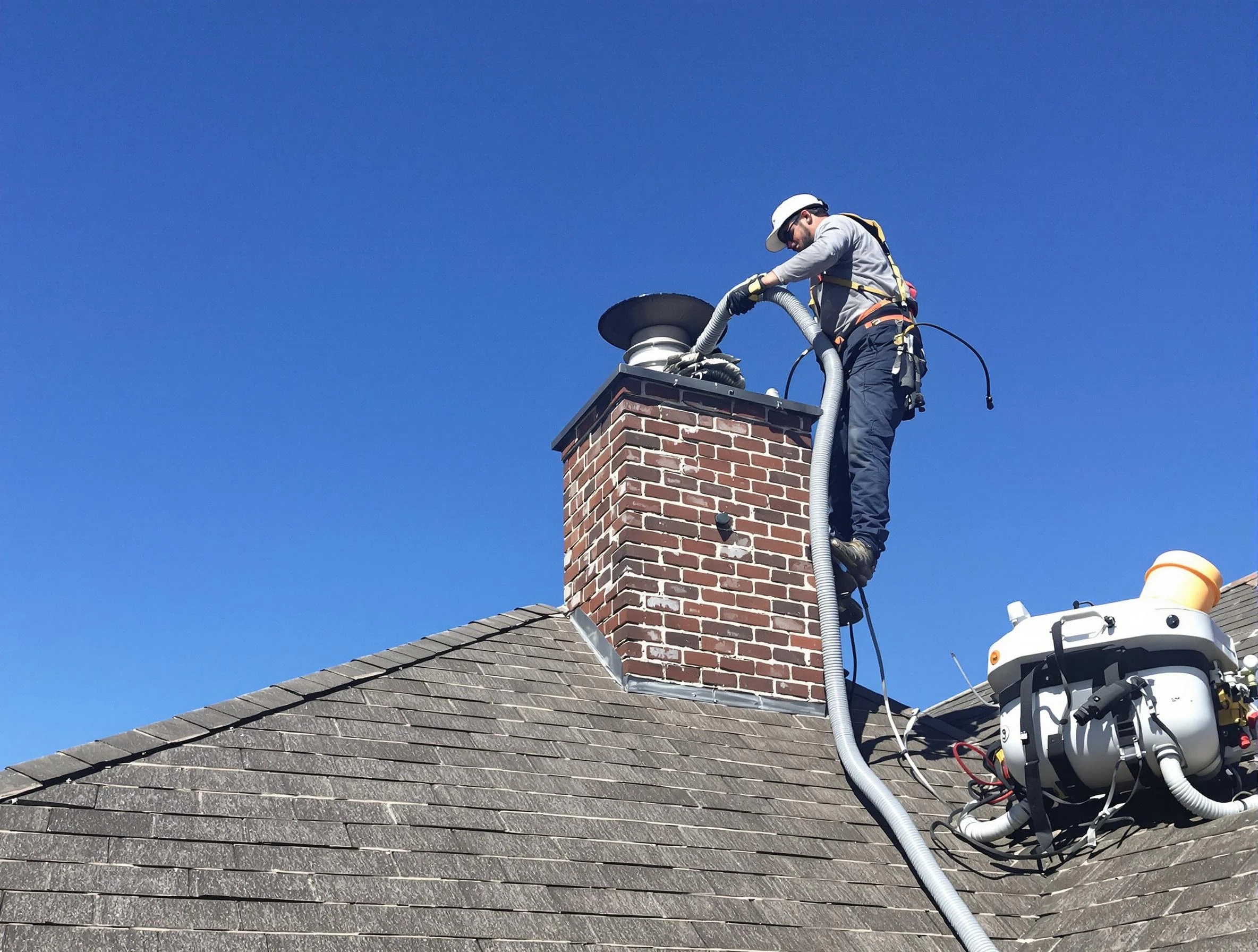 Dedicated Snyderville Chimney Sweep team member cleaning a chimney in Snyderville, UT