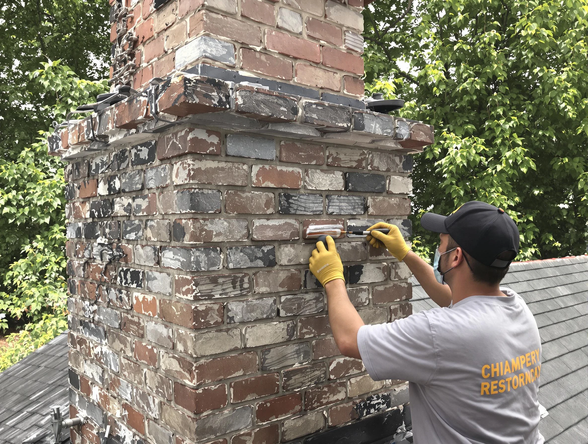 In-progress chimney restoration by Snyderville Chimney Sweep in Snyderville, UT